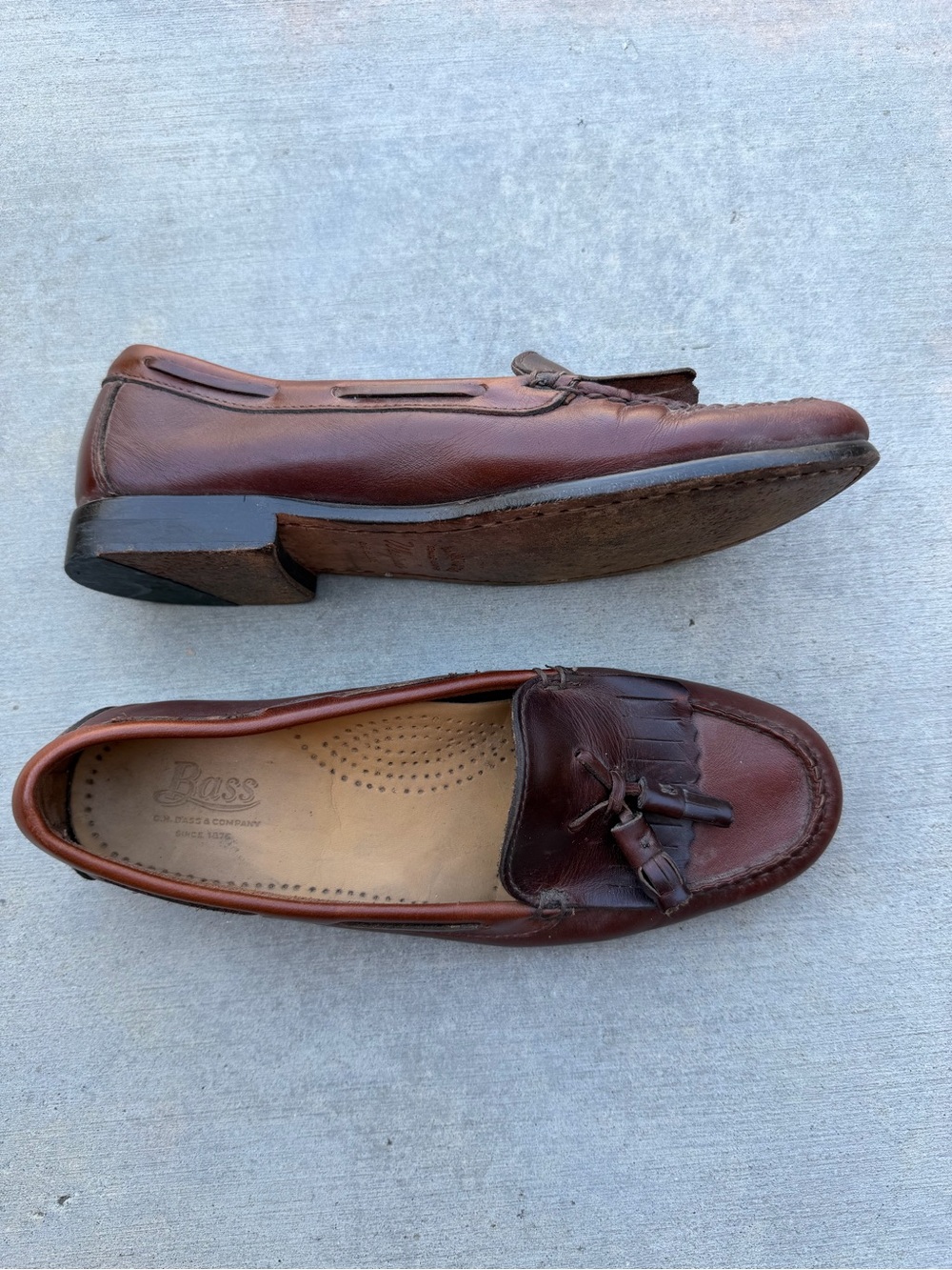 GH Bass Weejuns Leather Tassel Kiltie Loafers Brown Oxblood Size:6.5 Womens
